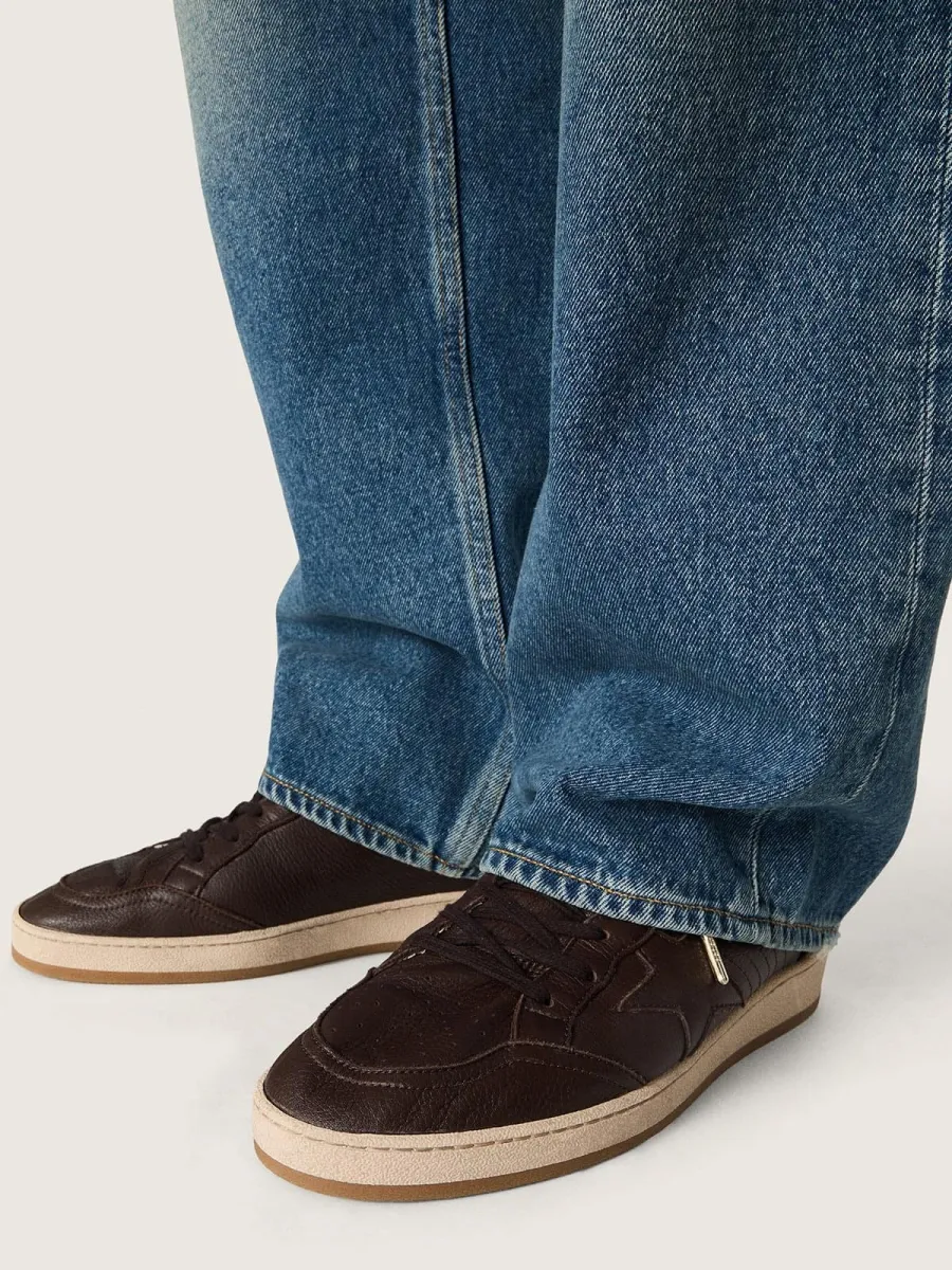 Ball Star uomo in pelle marrone scuro con stella in pelle ton sur ton