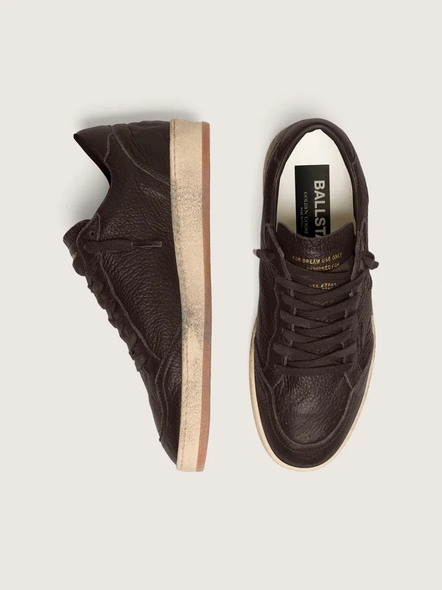 Ball Star uomo in pelle marrone scuro con stella in pelle ton sur ton