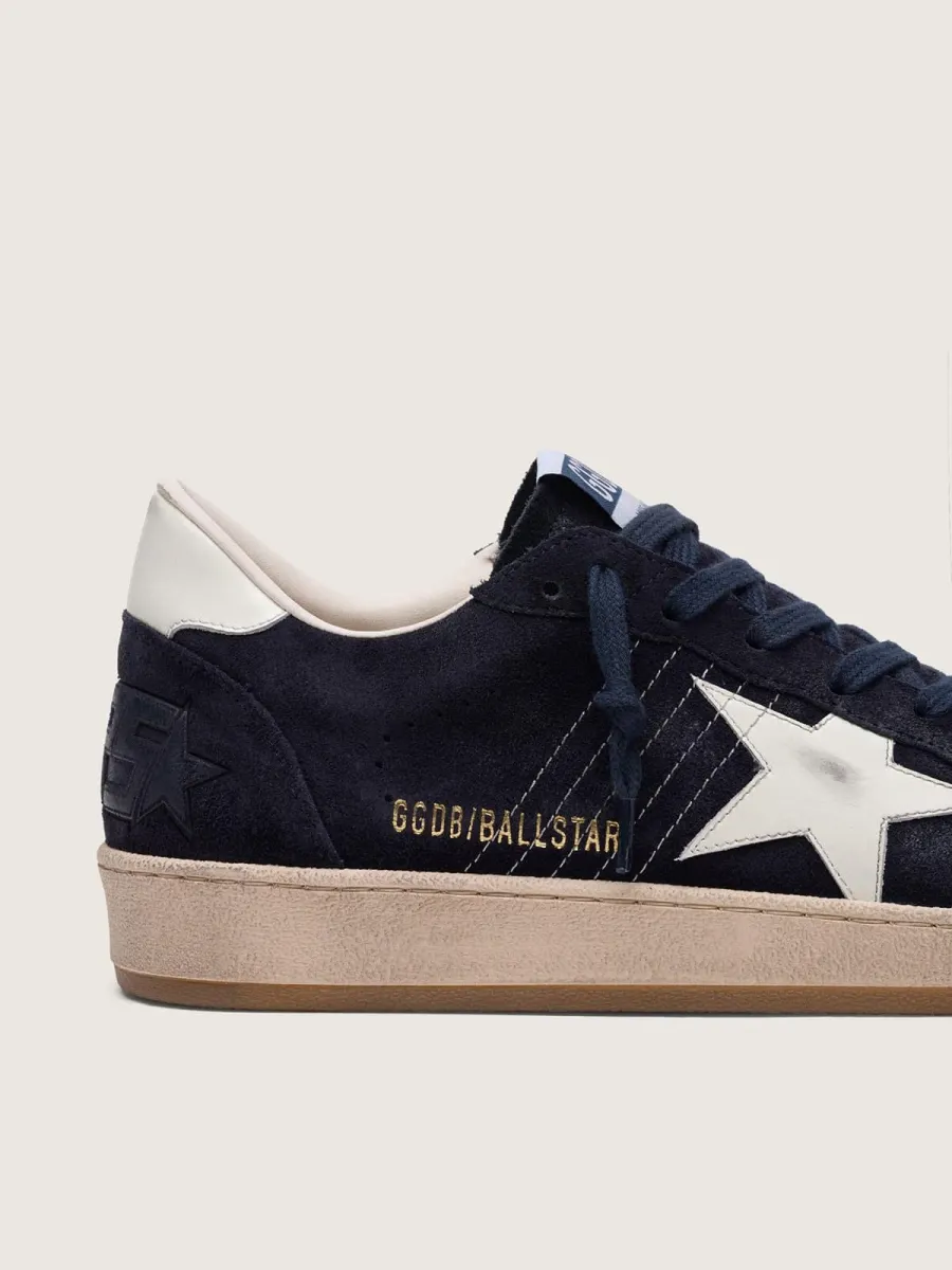 Ball Star uomo in suede blu scuro con stella in pelle bianca
