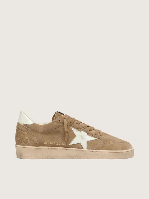 Ball Star uomo in suede marrone  con stella in pelle bianca
