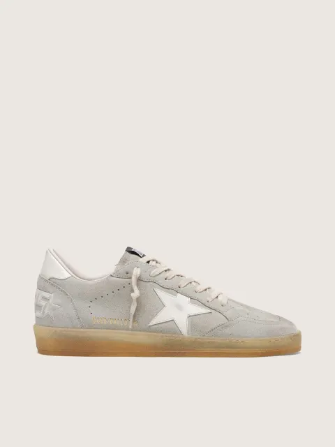 Ball Star uomo in suede grigio chiaro con stella in pelle bianca