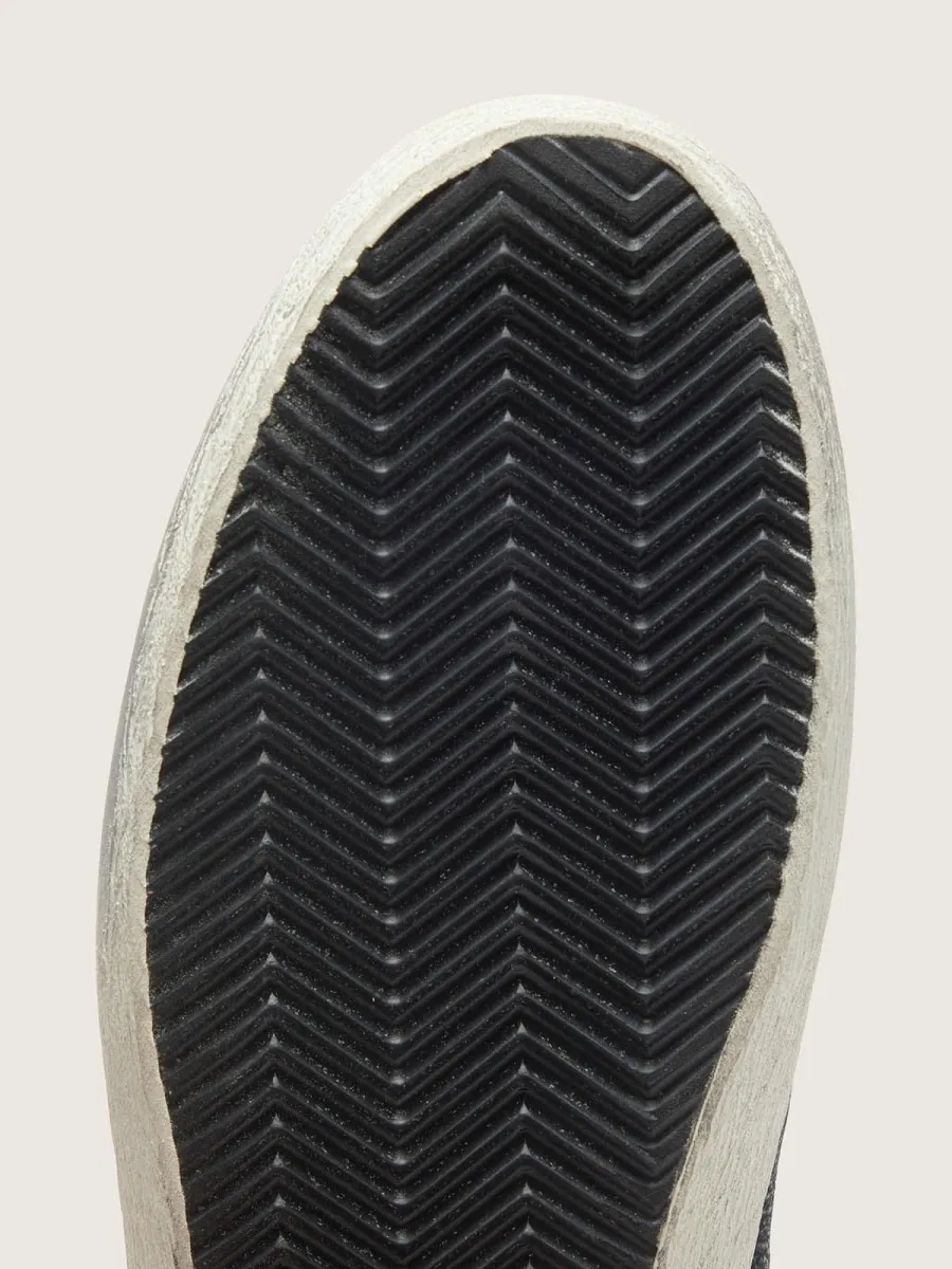 Mid Star Uomo in nabuk con stella in pelle nera e virgola argento