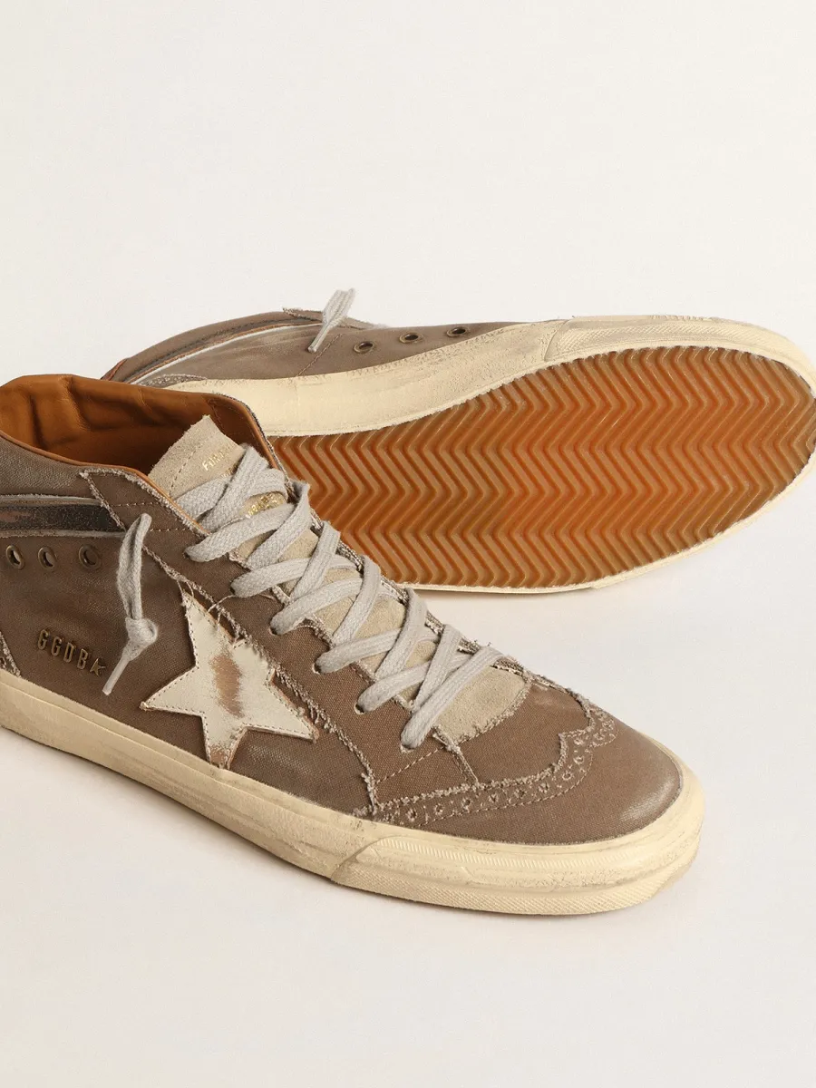 Mid Star in canvas verde con stella in pelle e virgola nera