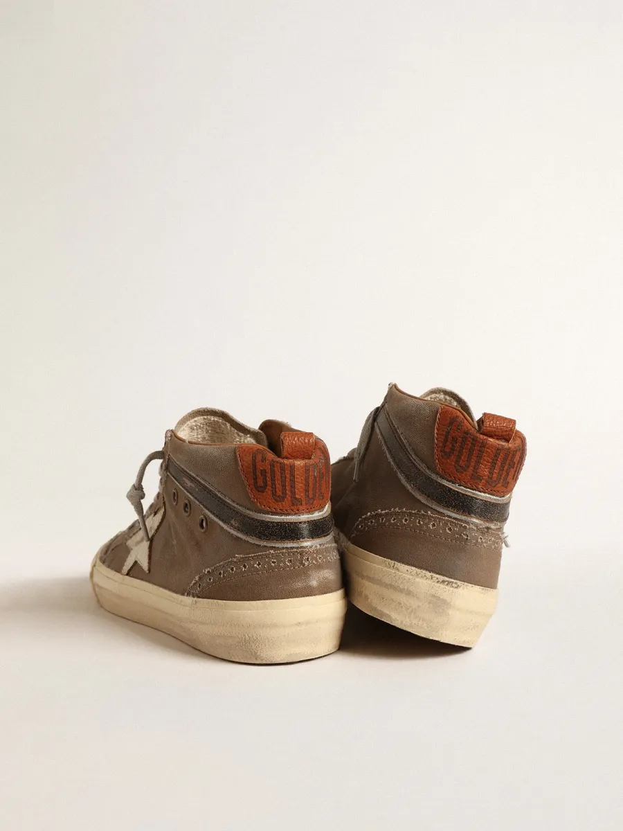 Mid Star in canvas verde con stella in pelle e virgola nera