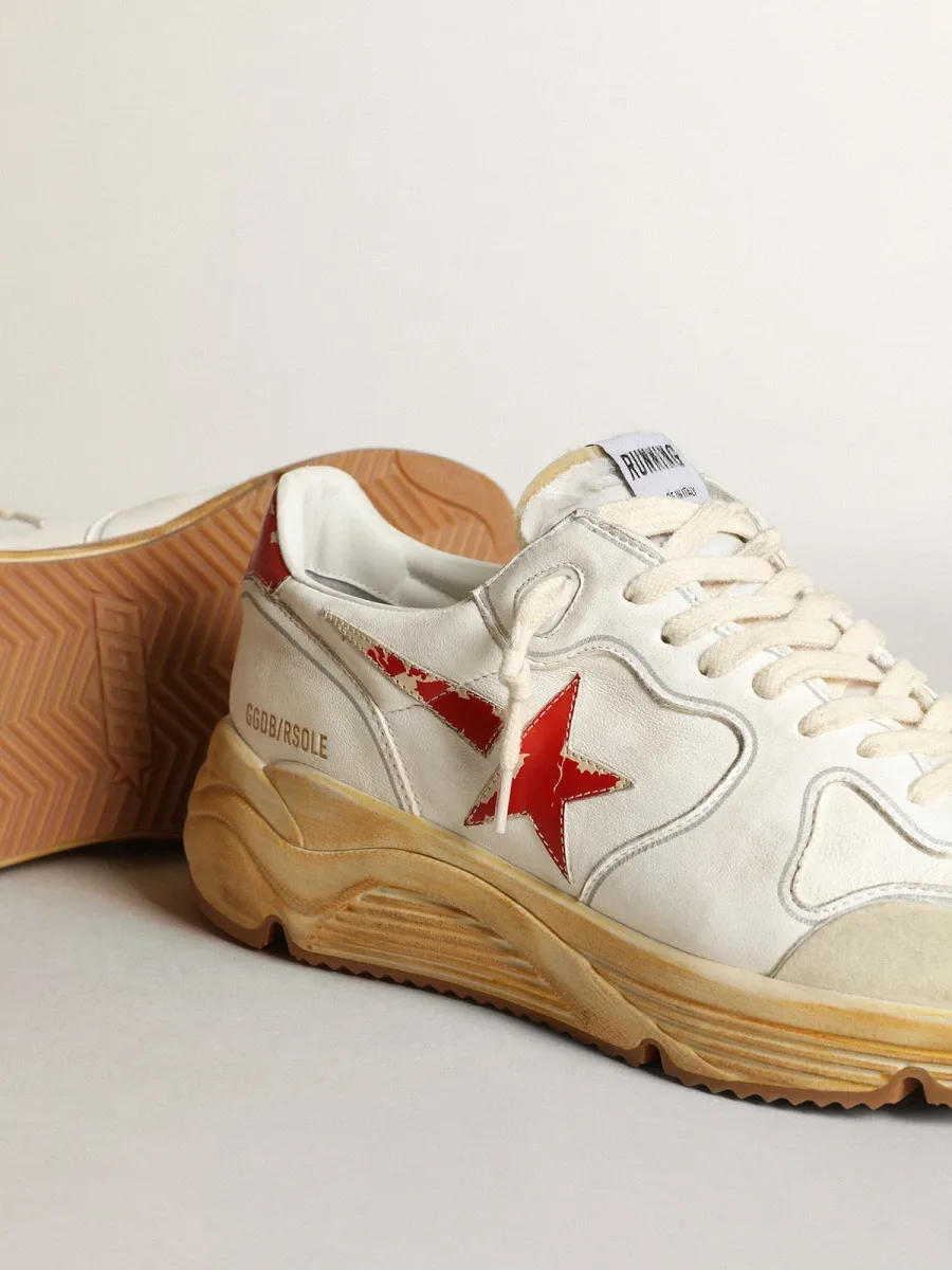 Running Sole Uomo con stella e talloncino in pelle con stampa rossa