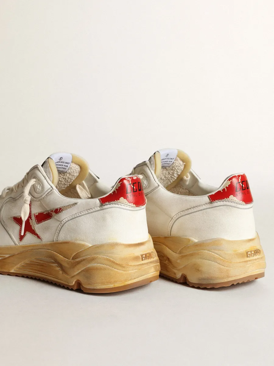 Running Sole Uomo con stella e talloncino in pelle con stampa rossa