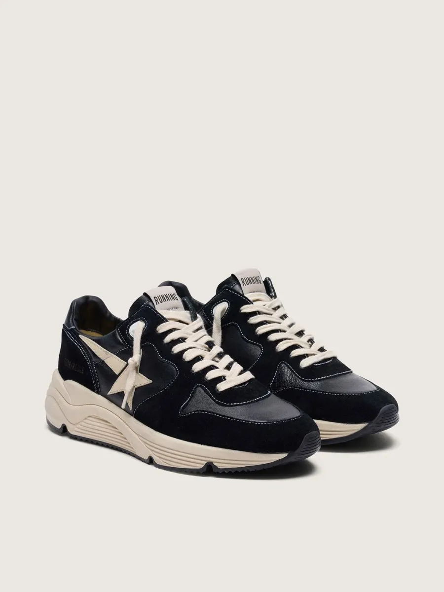 Running Sole Uomo in nappa e suede neri con stella bianca