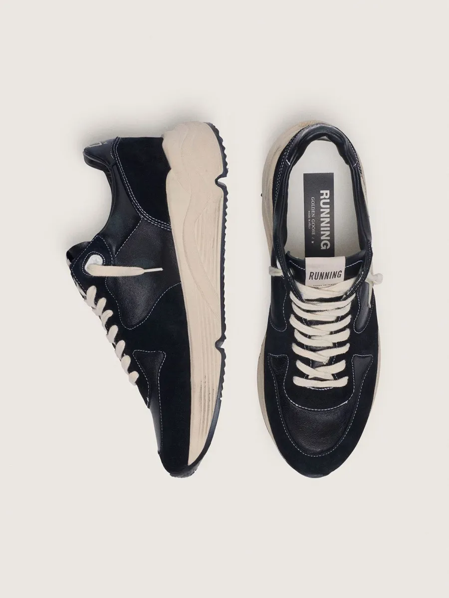 Running Sole Uomo in nappa e suede neri con stella bianca