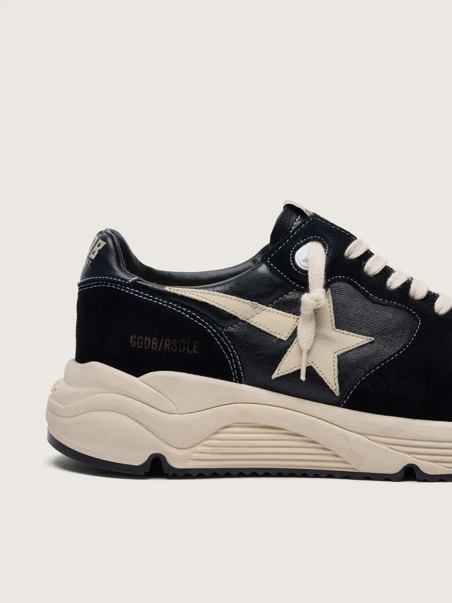 Running Sole Uomo in nappa e suede neri con stella bianca