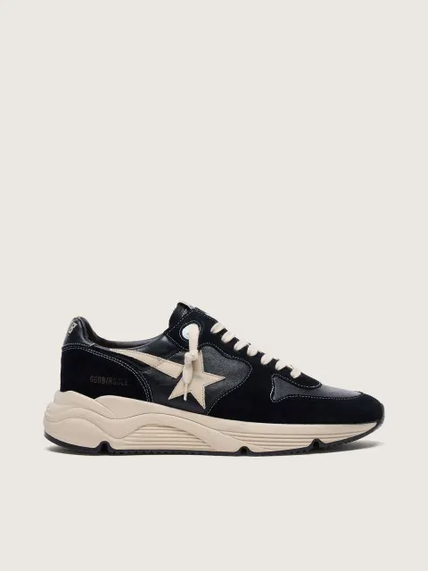 Running Sole Uomo in nappa e suede neri con stella bianca