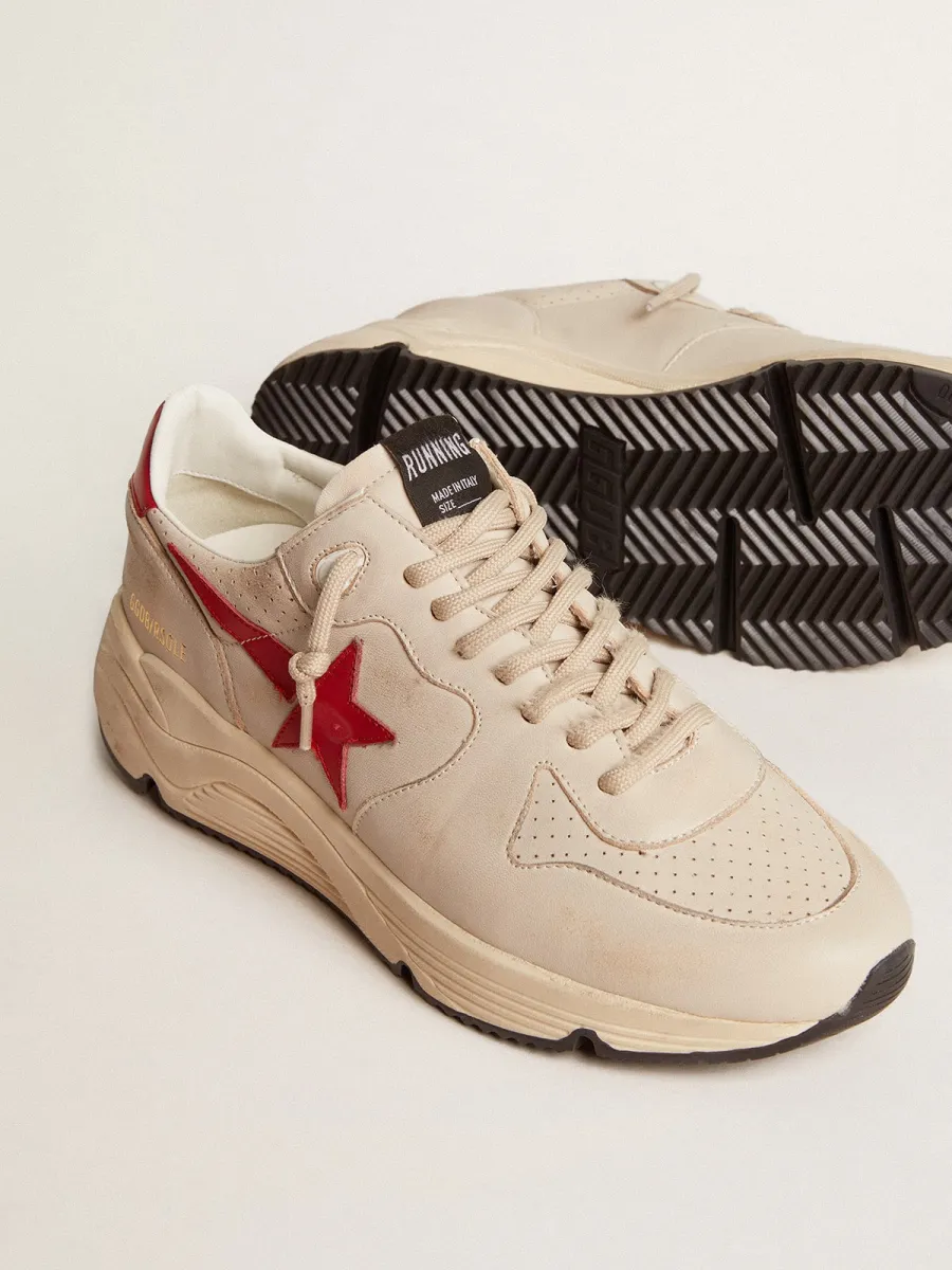 Running Sole Uomo in nappa grigia con stella e talloncino in nappa rossa