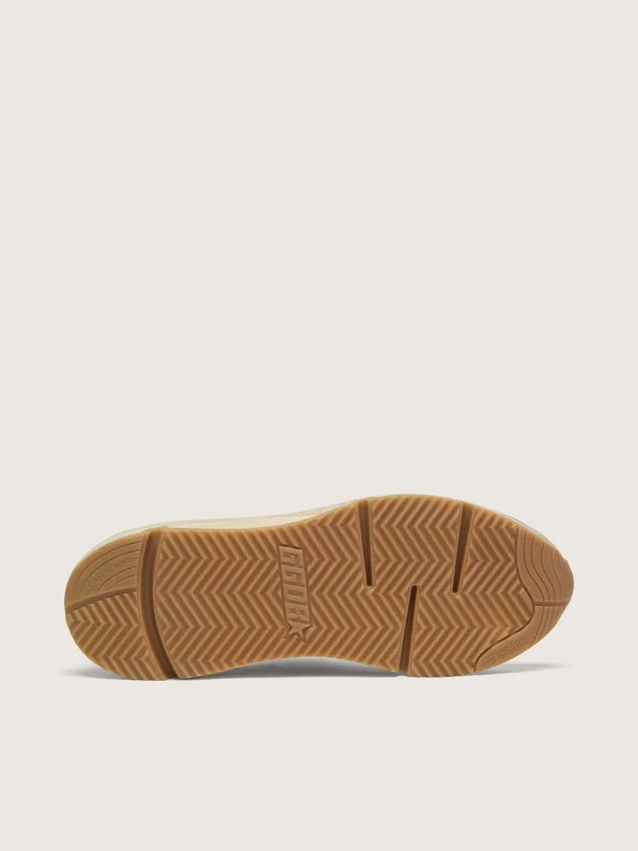Running Sole in suede grigio con stella bianca e talloncino bianco