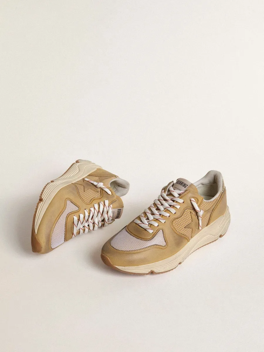 Running Sole in pelle nabuk beige con stella in pelle beige