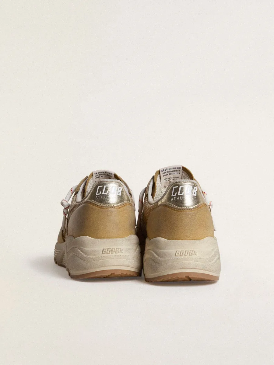 Running Sole in pelle nabuk beige con stella in pelle beige