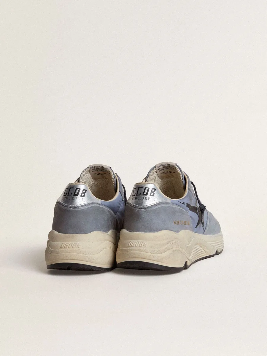 Running Sole Uomo in nylon e nabuk azzurro con stella nera
