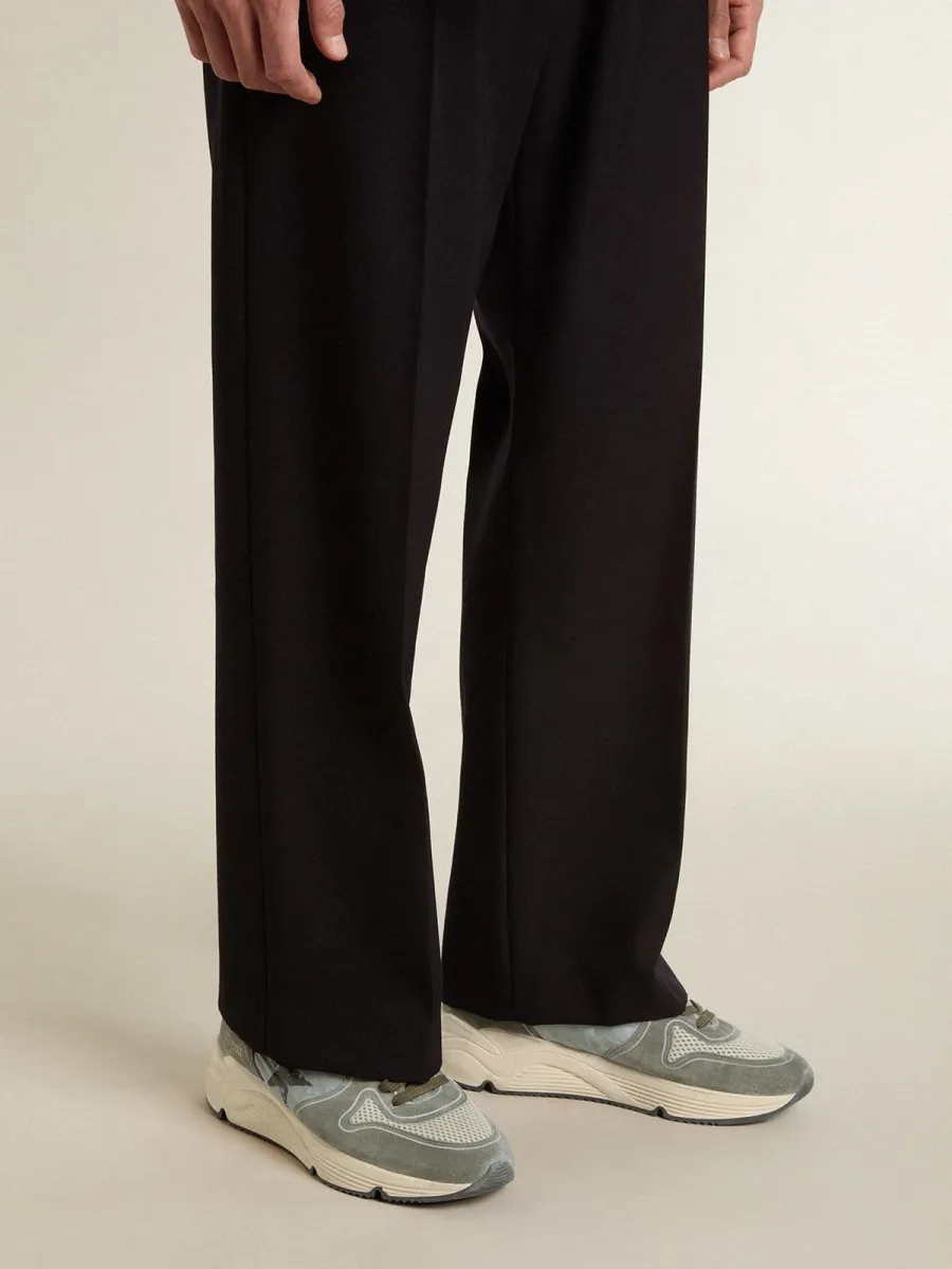 Running Sole Uomo in nylon azzurro con stella nera e talloncino in pelle verde