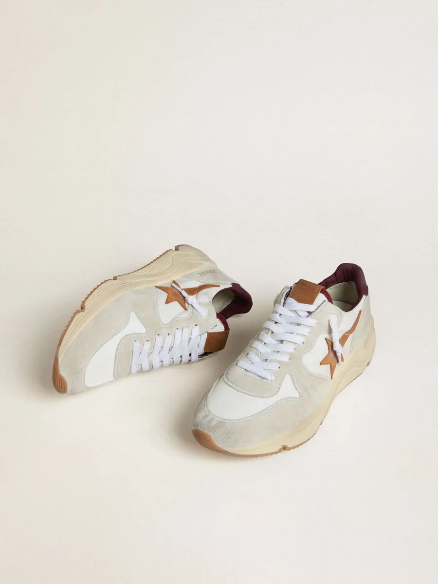 Running Sole Uomo in nylon e suede con stella in pelle marrone e talloncino in pelle bordeaux
