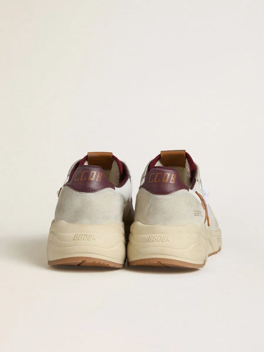 Running Sole Uomo in nylon e suede con stella in pelle marrone e talloncino in pelle bordeaux