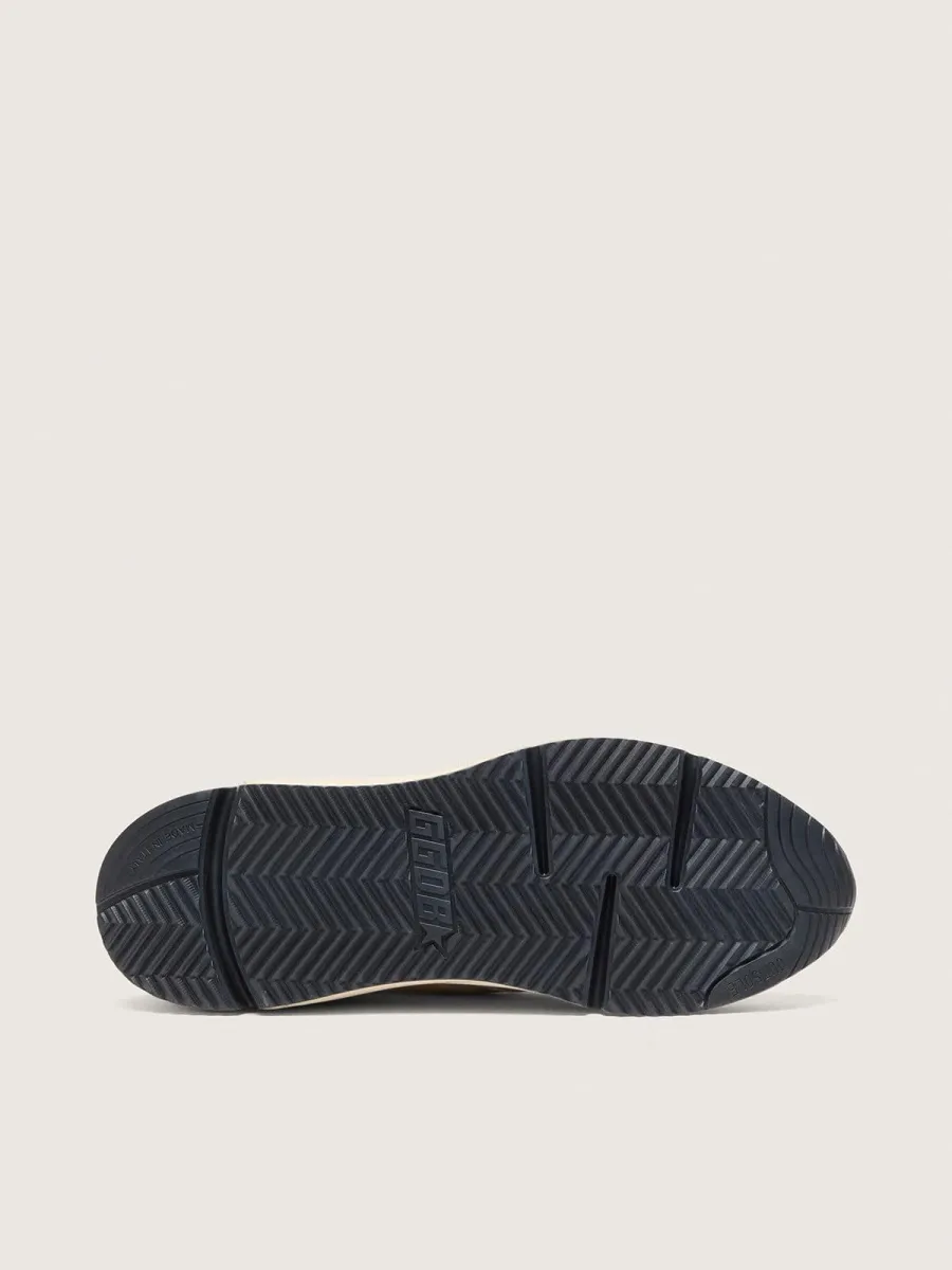 Running Sole uomo in nylon e pelle crema con stella in pelle verde