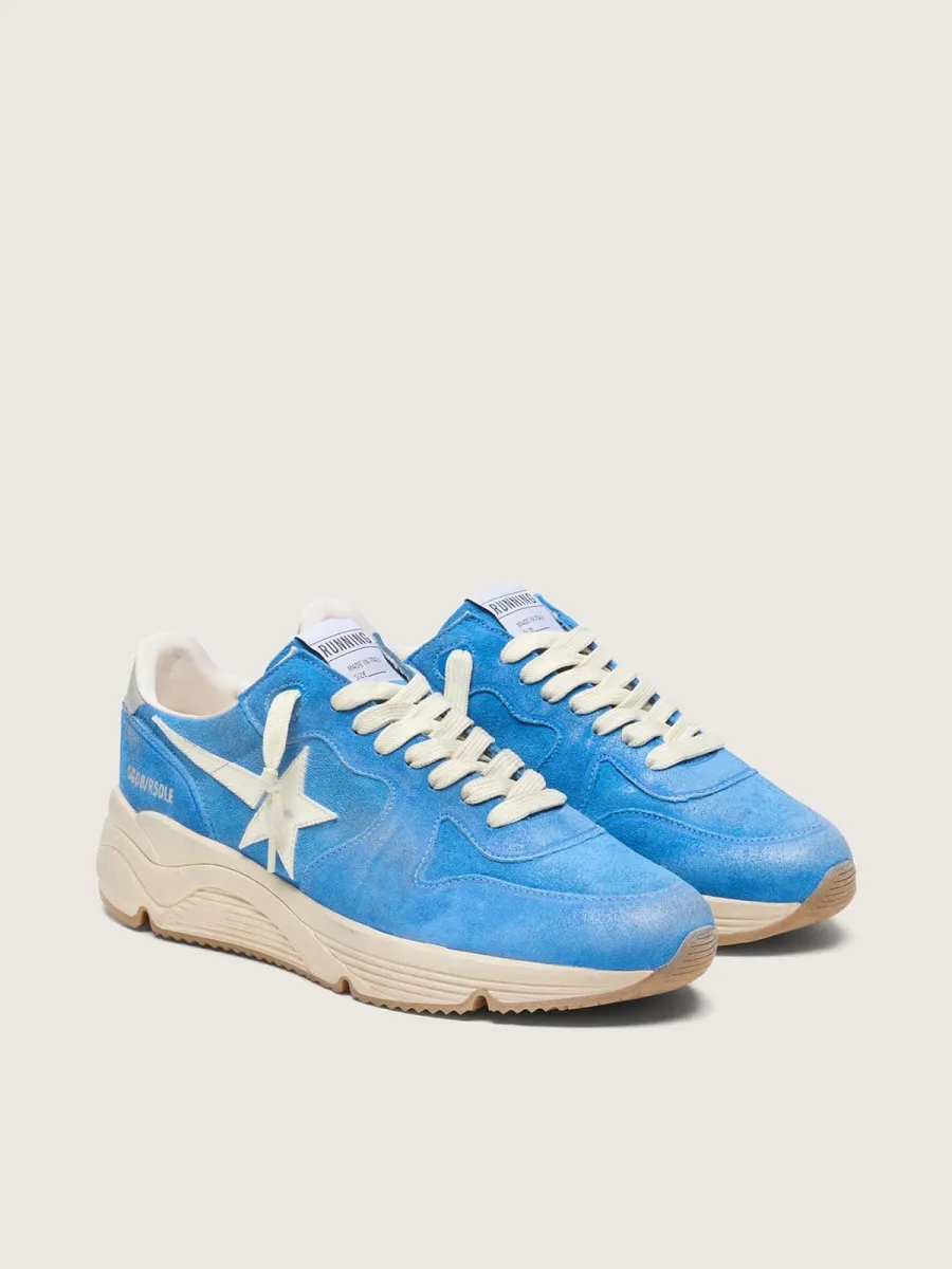 Running Sole uomo in suede bluette con stella bianca