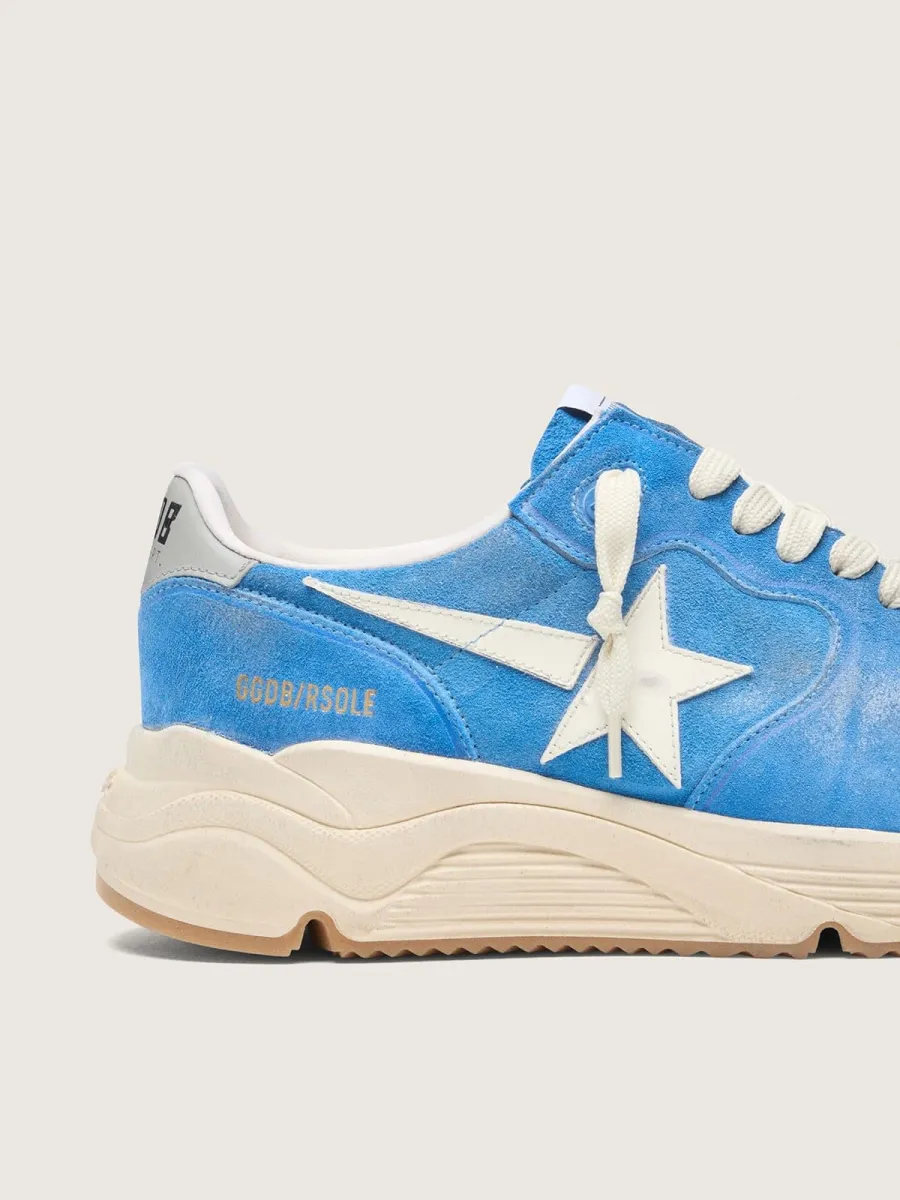 Running Sole uomo in suede bluette con stella bianca