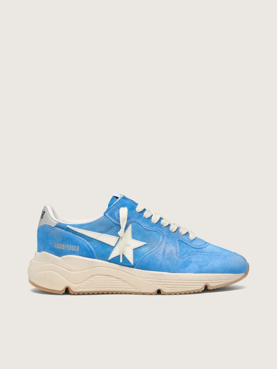 Running Sole uomo in suede bluette con stella bianca