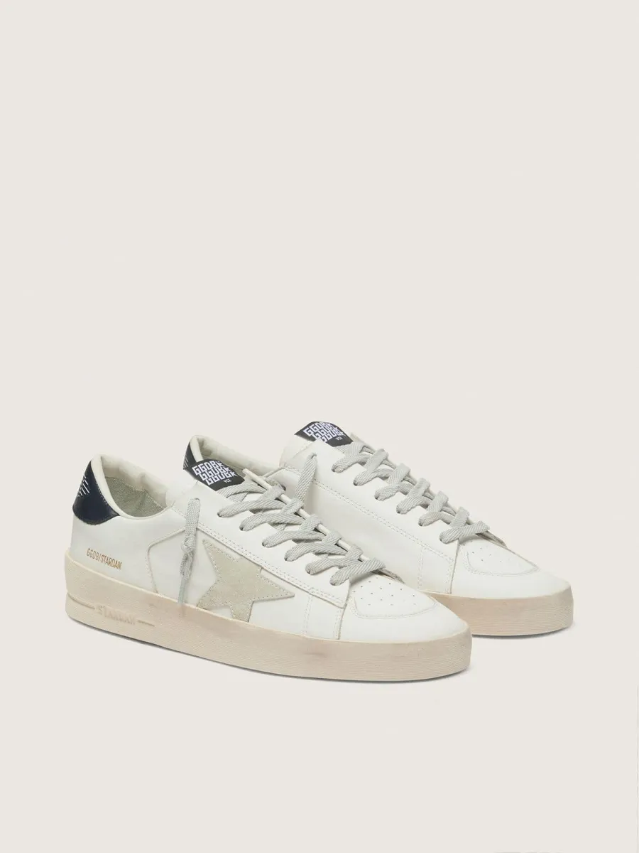 Stardan Uomo con stella in suede grigio ghiaccio e talloncino blu