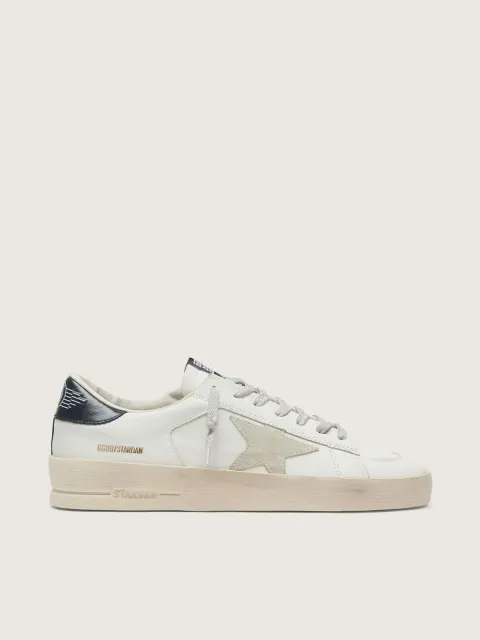 Stardan Uomo con stella in suede grigio ghiaccio e talloncino blu