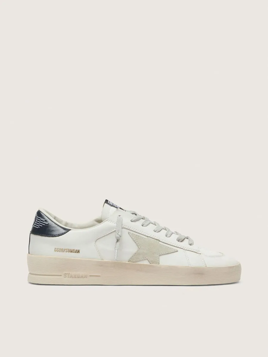 Stardan Uomo con stella in suede grigio ghiaccio e talloncino blu