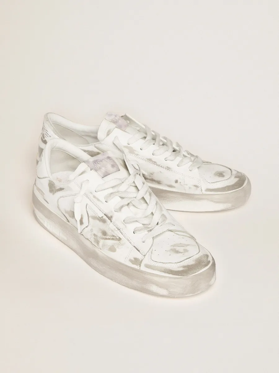 Stardan in pelle bianca con stella e talloncino in pelle bianca