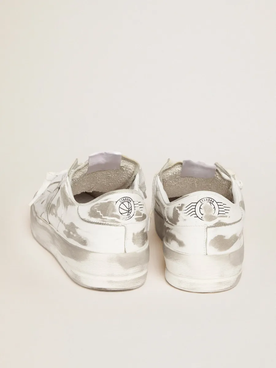 Stardan in pelle bianca con stella e talloncino in pelle bianca