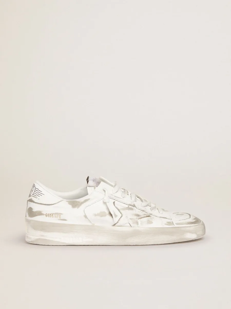 Stardan in pelle bianca con stella e talloncino in pelle bianca