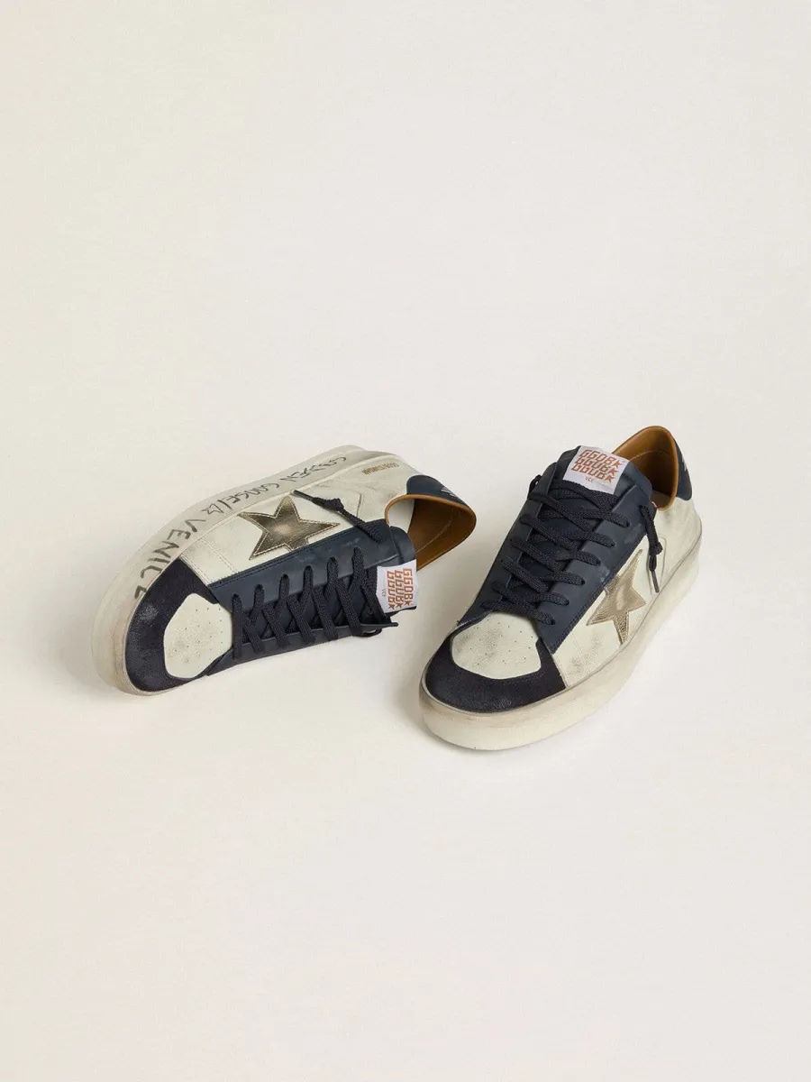 Stardan Uomo in nabuk con stella in pelle laminata e talloncino in nappa blu