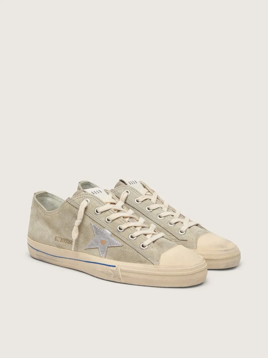 V-Star Uomo in suede grigio tortora con stella in pelle laminata argento