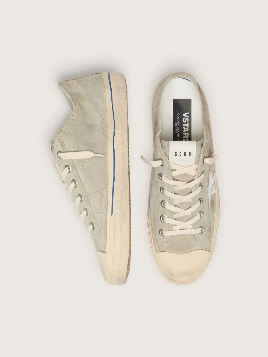 V-Star Uomo in suede grigio tortora con stella in pelle laminata argento