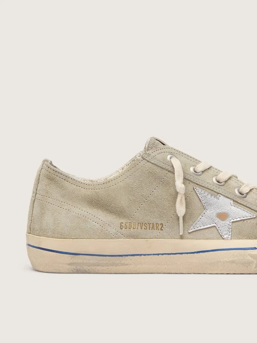 V-Star Uomo in suede grigio tortora con stella in pelle laminata argento