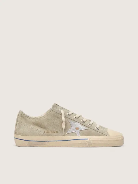 V-Star Uomo in suede grigio tortora con stella in pelle laminata argento