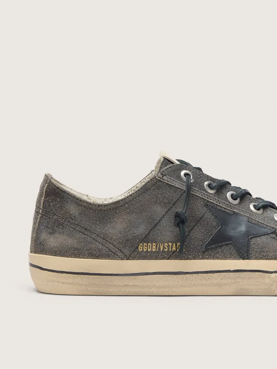 V-Star Uomo in suede nero con stella in pelle nera