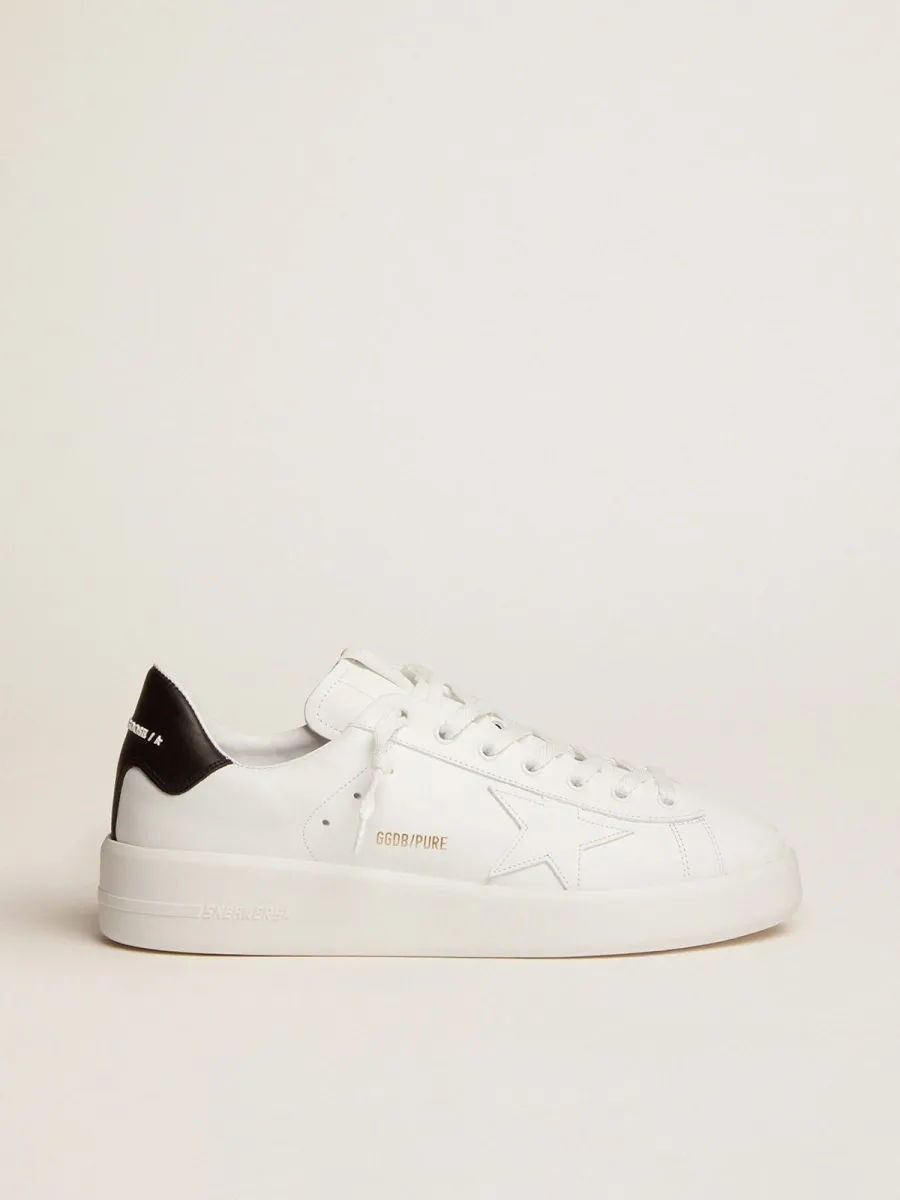 Purestar Uomo con stella in pelle bianca e talloncino in pelle nero