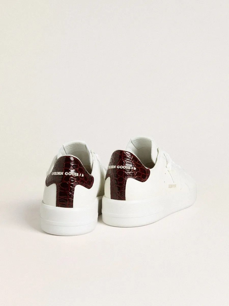 Purestar Uomo con stella in pelle bianca e talloncino in pelle bordeaux cocco