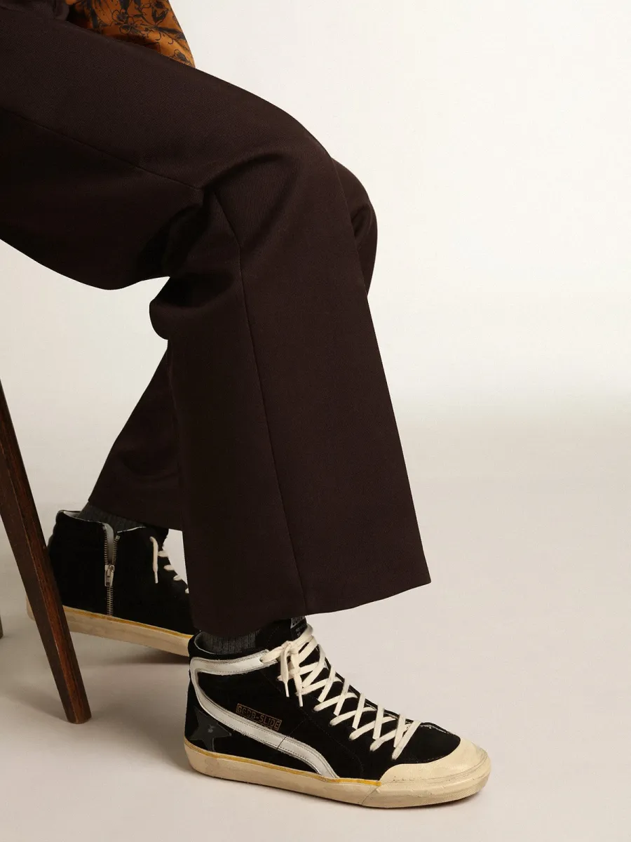 Slide Penstar Uomo in suede nero con stella nera e virgola bianca
