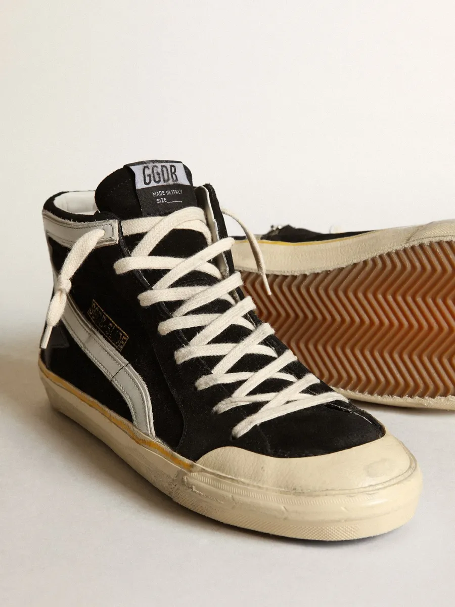 Slide Penstar Uomo in suede nero con stella nera e virgola bianca
