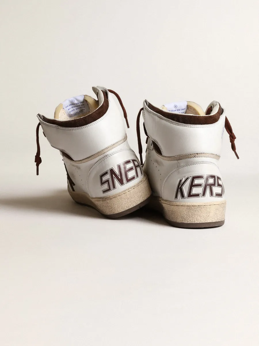 Sky-Star Uomo in nappa bianca con stella in suede cioccolato