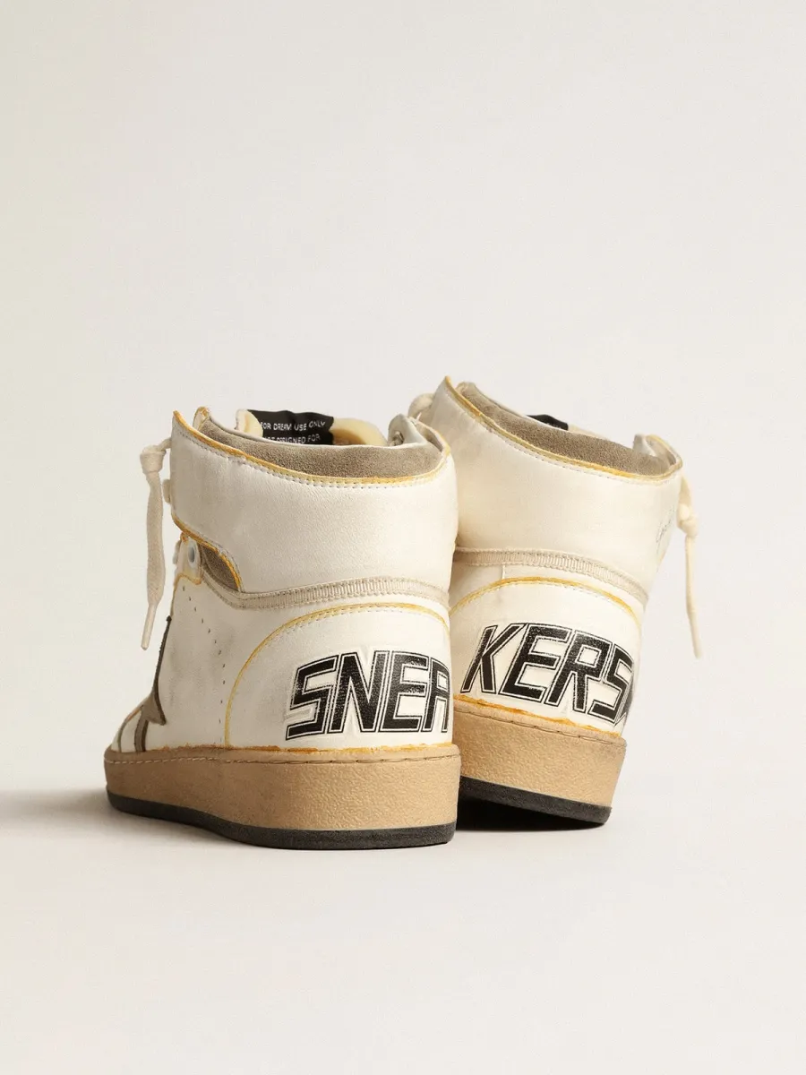 Sky-Star Uomo in nappa bianca con stella in suede color tortora