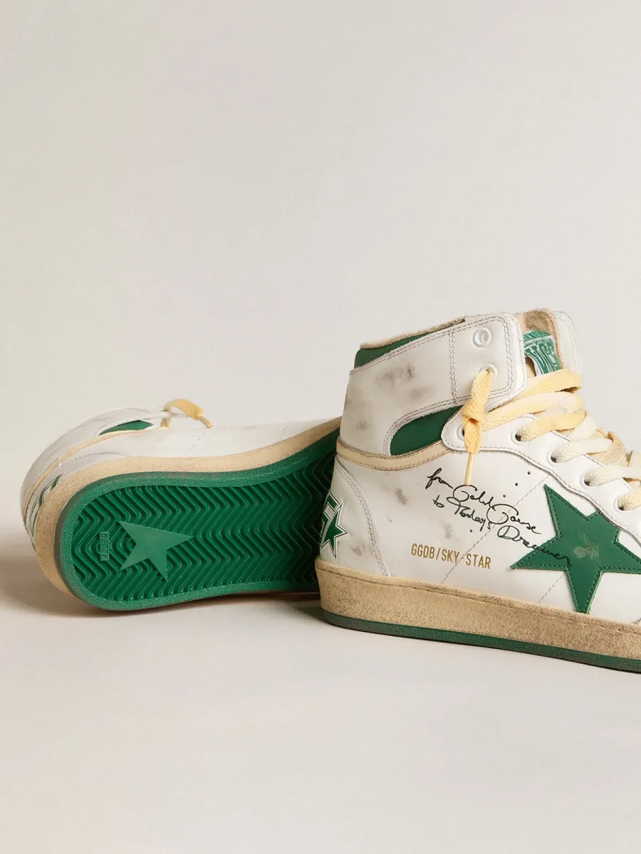 Sky-Star in pelle bianca con stella in pelle verde