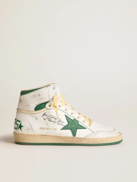 Sky-Star in pelle bianca con stella in pelle verde