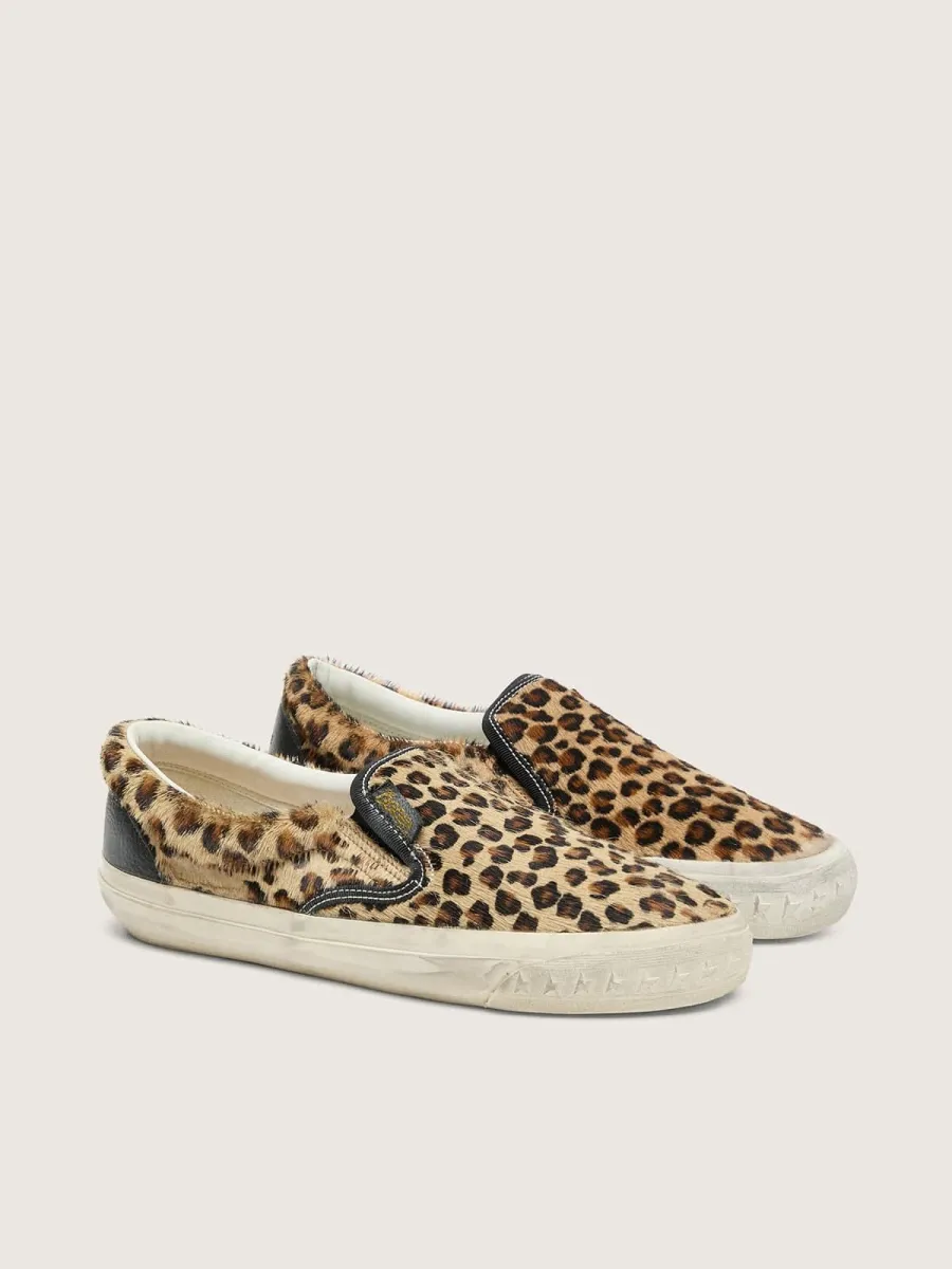 VCE Penstar Uomo in cavallino leopardato con talloncino in pelle nera