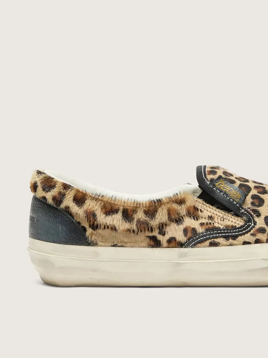 VCE Penstar Uomo in cavallino leopardato con talloncino in pelle nera