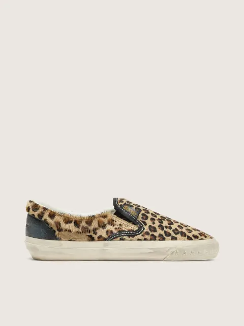 VCE Penstar Uomo in cavallino leopardato con talloncino in pelle nera
