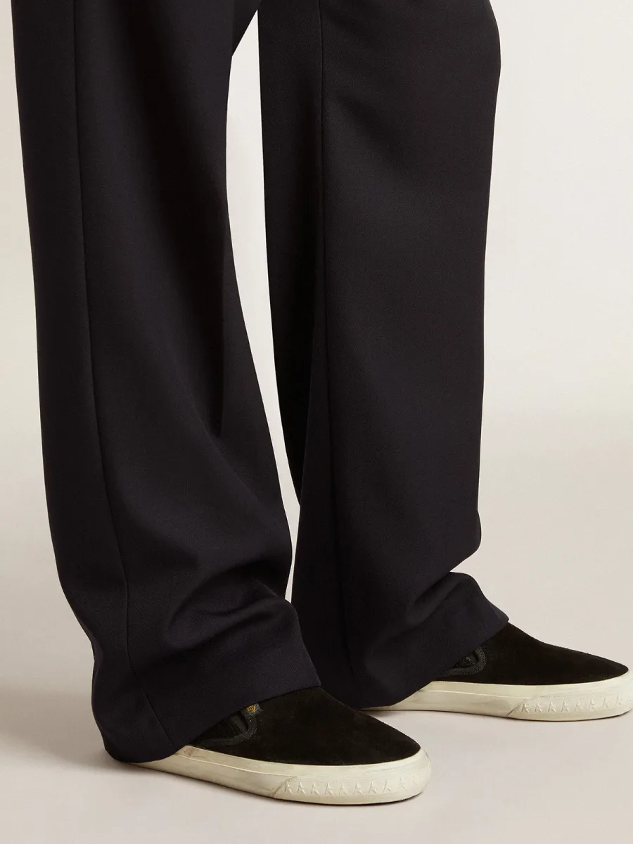VCE Penstar Uomo in suede nero con talloncino in pelle nera
